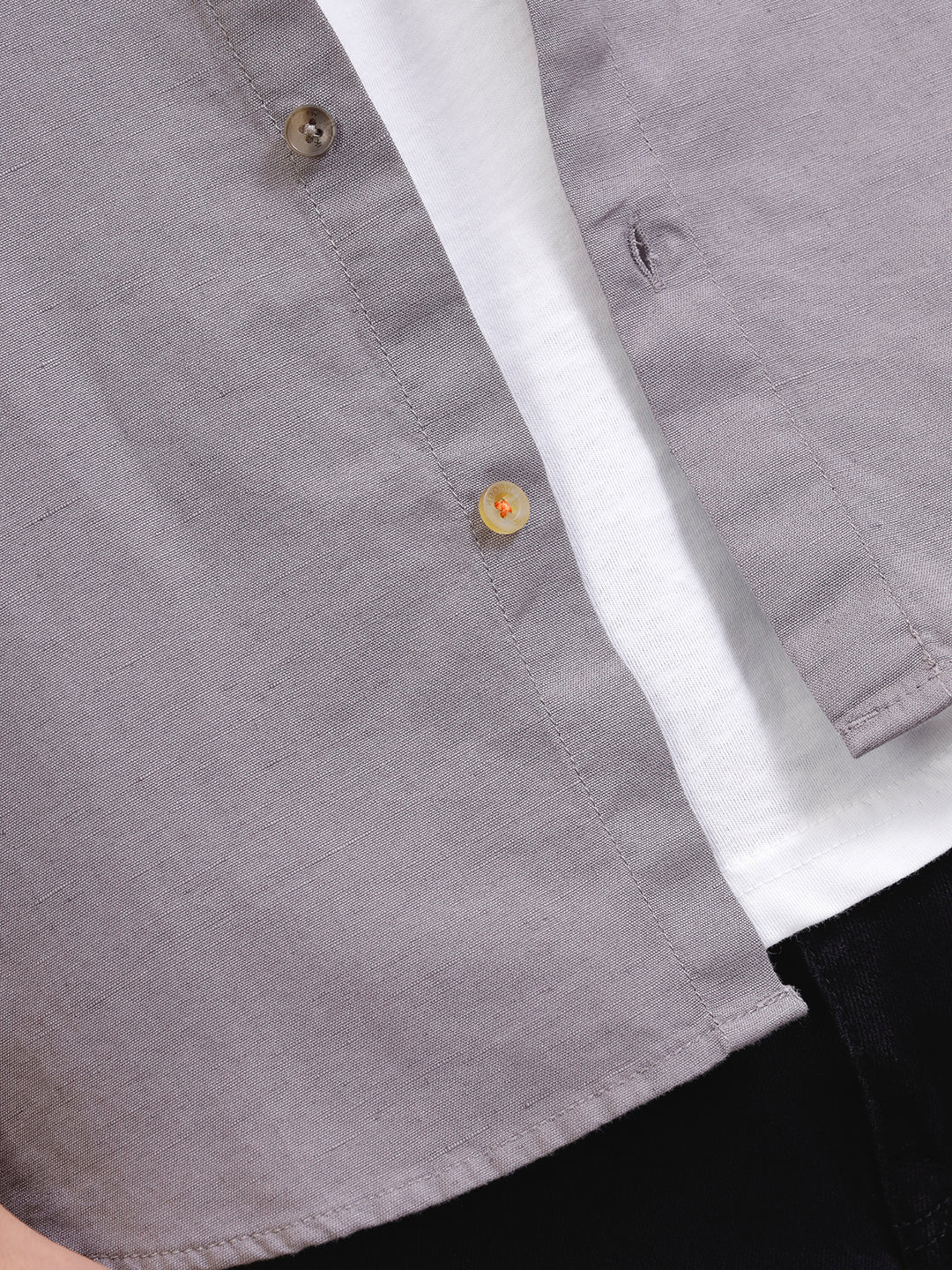 Solid Linen Blend Shirt | Grey