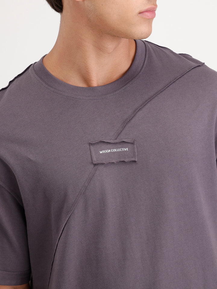 Solid Oversized Cut & Sew T-Shirt | Dark Grey