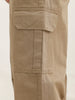 Solid Loose Fit Cargo Trousers | Beige