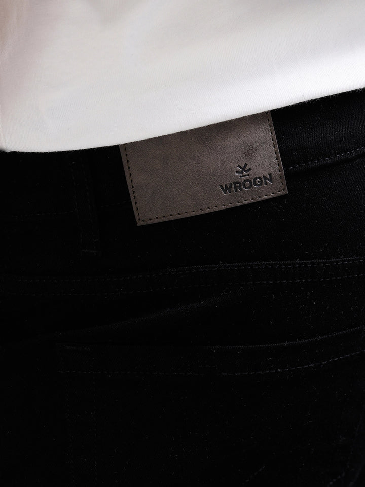 Cotton Blend Slim Tappered Jeans | Black