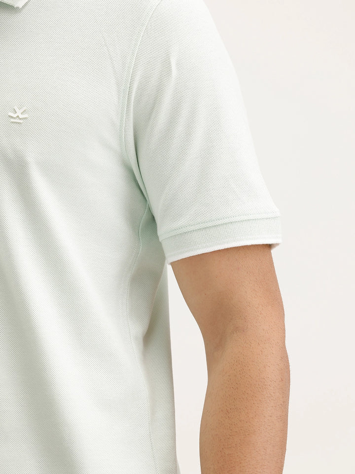 Solid Slim Fit Polo T-Shirt | Light Green