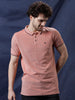 Solid Orange Polo Collar T-Shirt