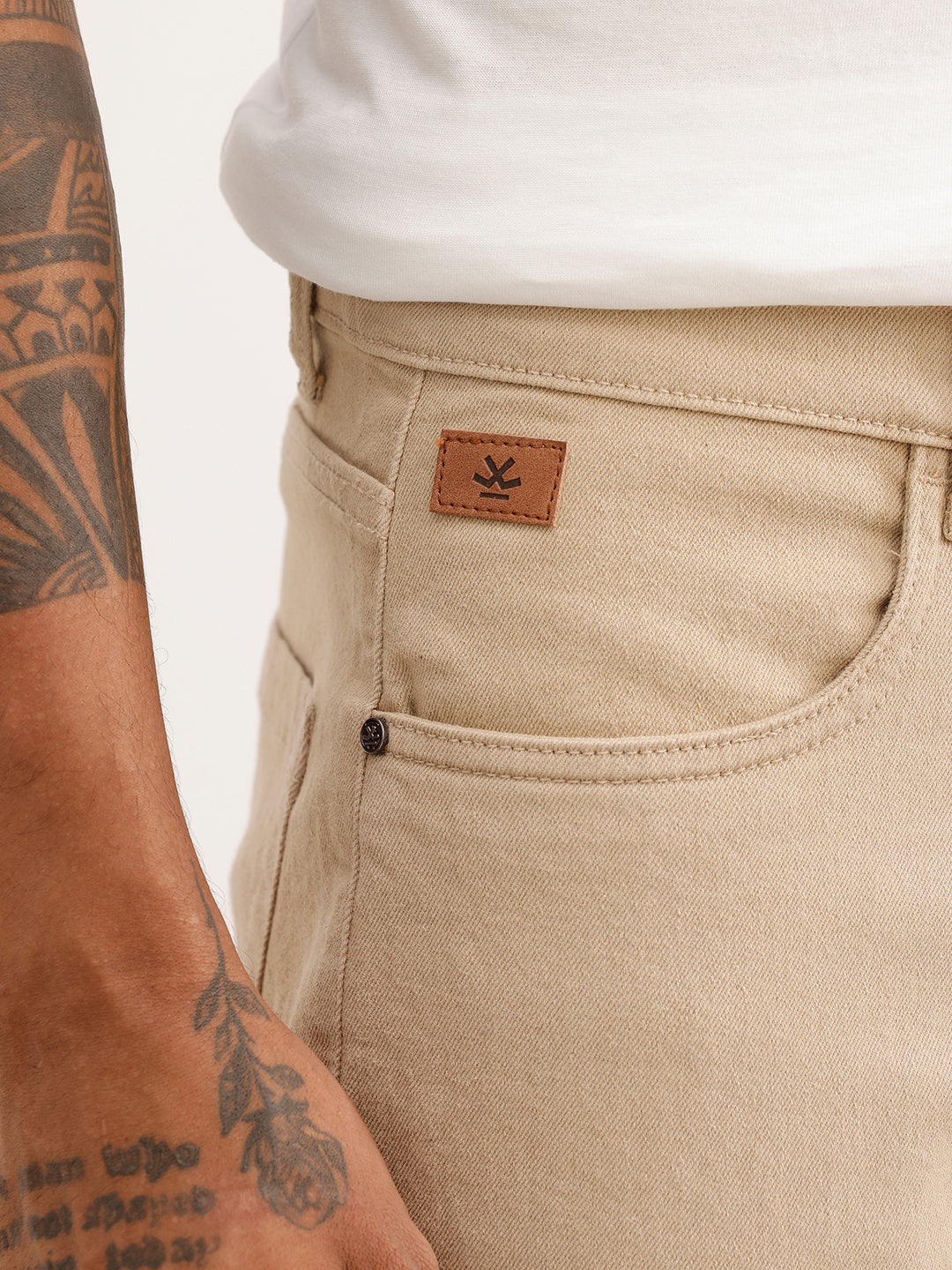 Solid Slim Fit Denim Jeans | Beige