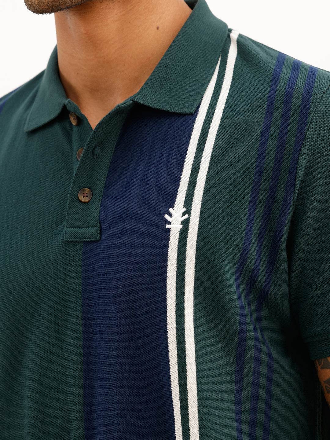 Slim Fit Placement Printed Polo T-Shirt | Dark Green