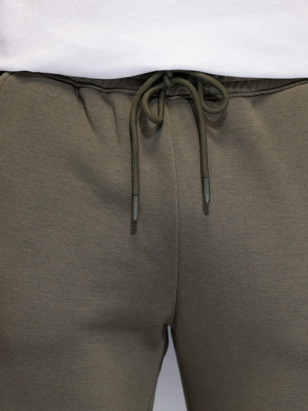 Men's casual slim fit jogger with typographic print design | Olive