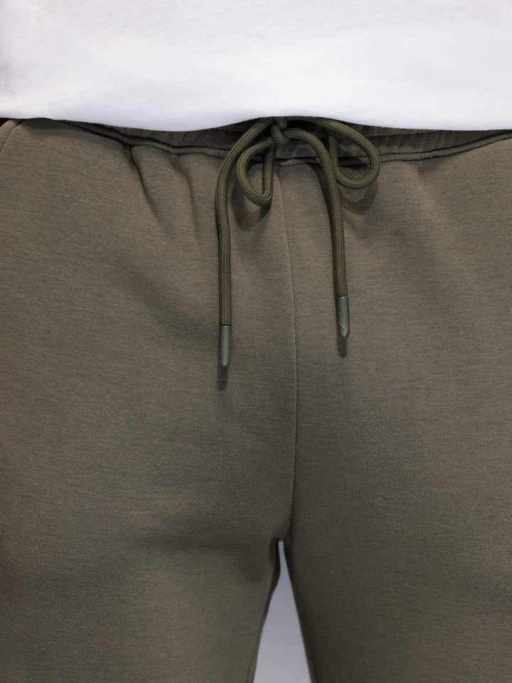 Men's casual slim fit jogger with typographic print design | Olive