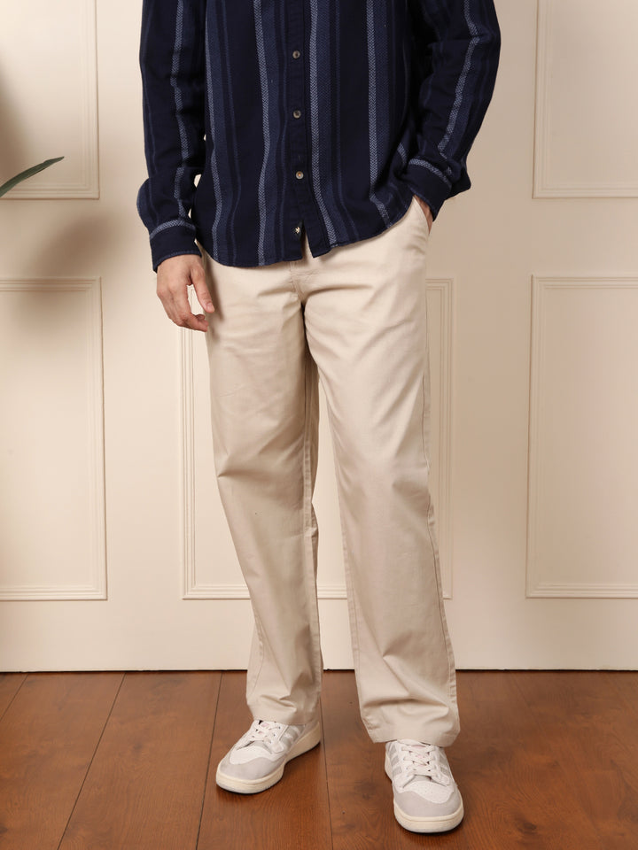 Loose Fit Linen Blend Trouser | Beige