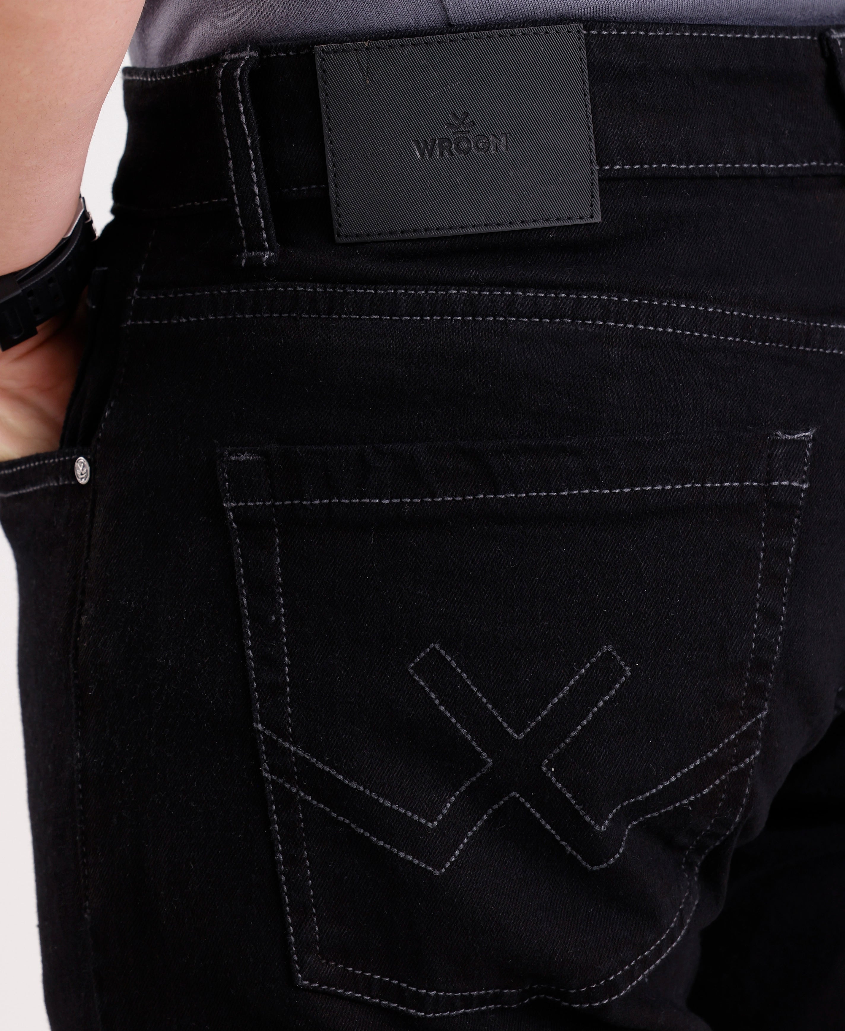 Solid Slim Fit Denim Jeans  | Black