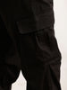 Solid Straight Fit Cargo Trousers | Black