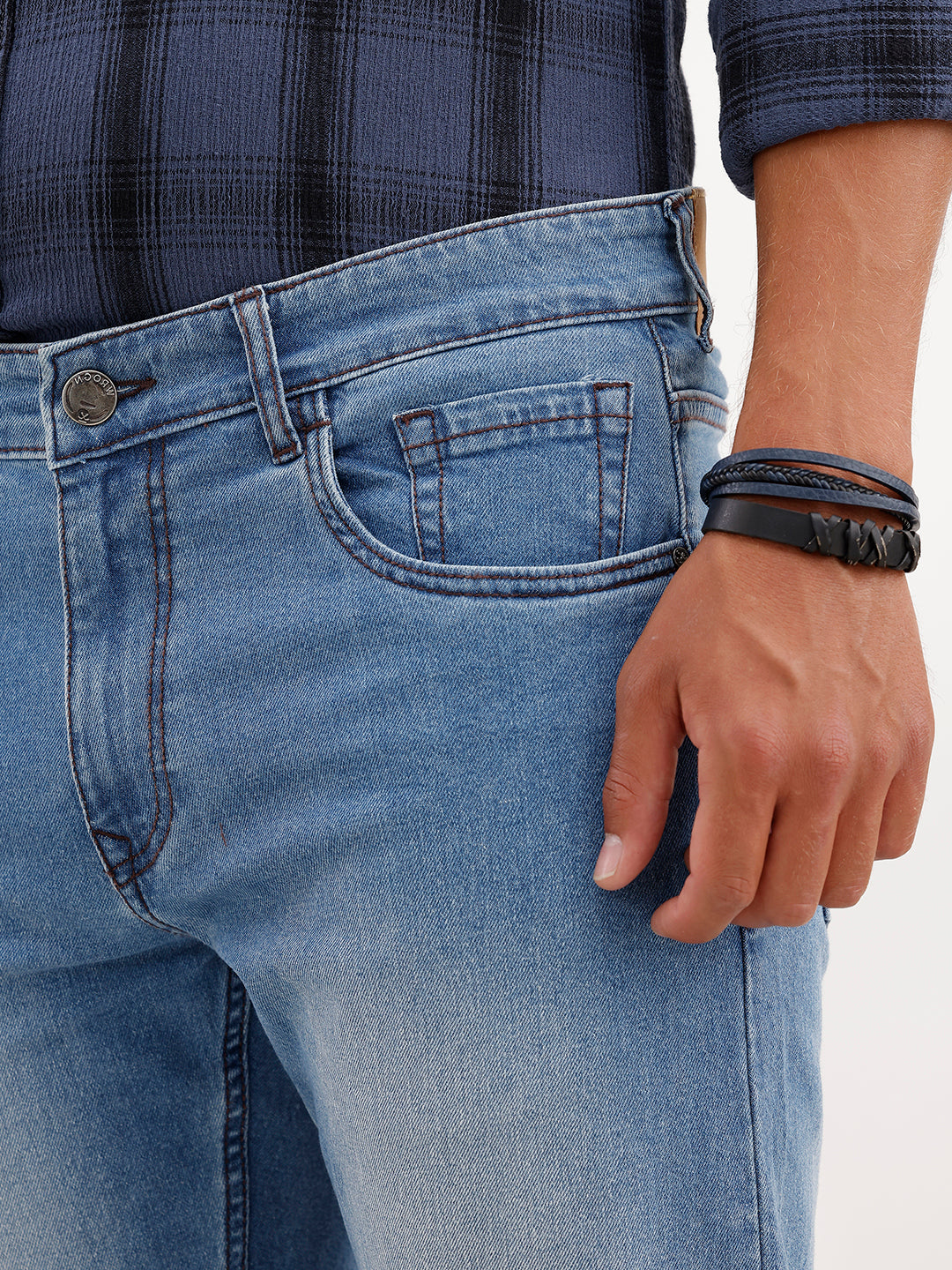 Slim Fit Faded Denim Jeans | Light Blue