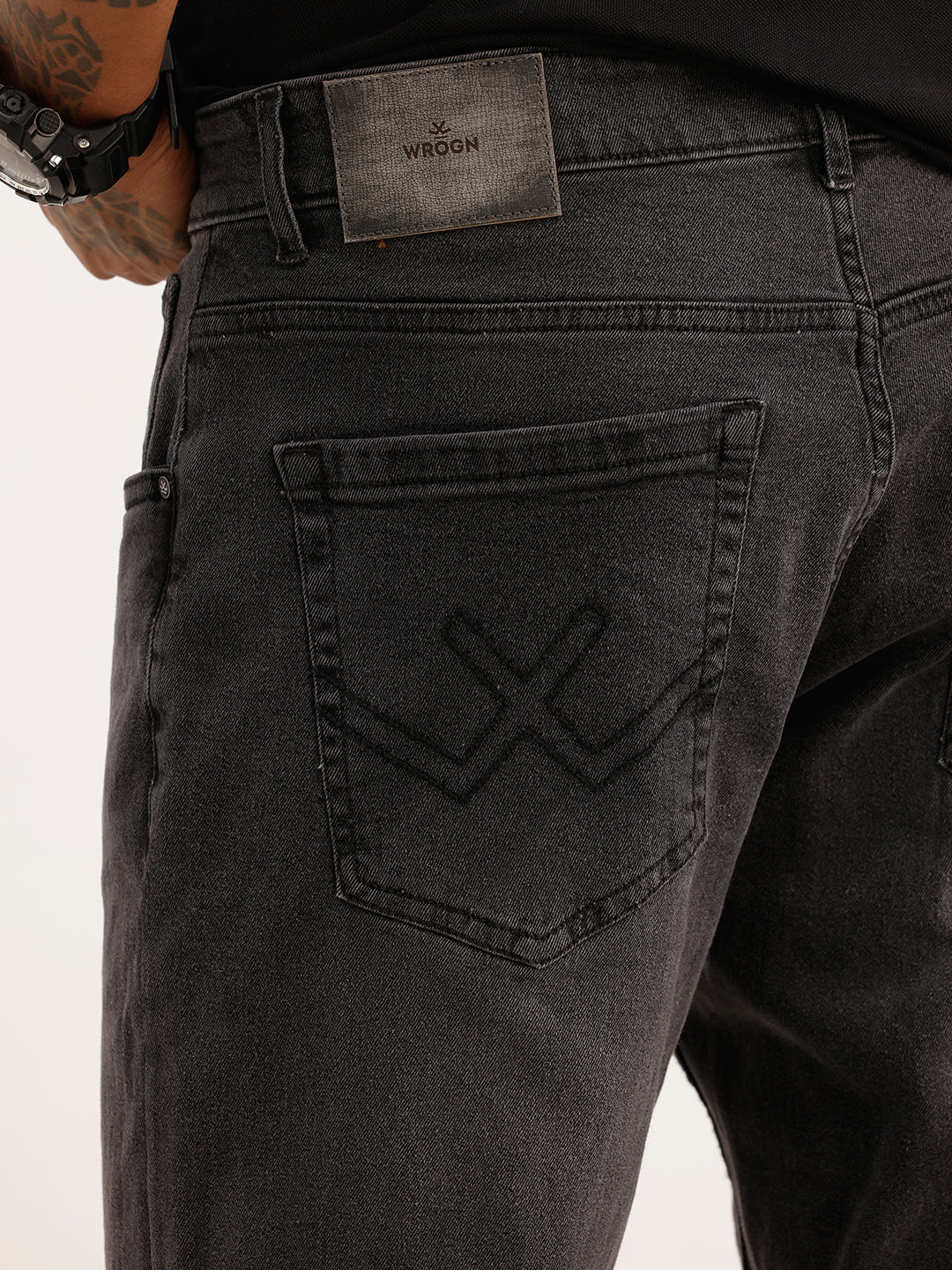 Faded Straight Fit Denim Jeans | Dark Grey