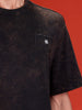 Washed Oversized Fit Tee With Logo Embroidery Patch | Black