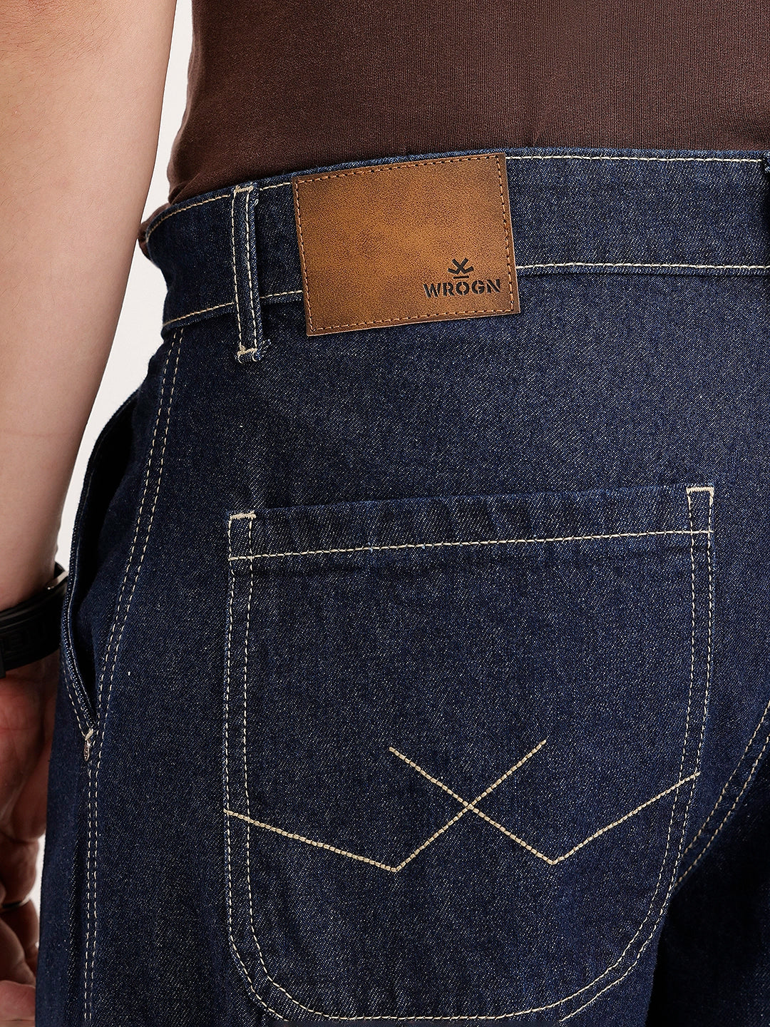 Loose Fit Cut & Sew Denim Jeans | Dark Blue