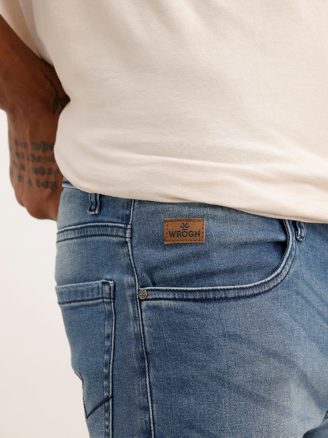 Distressed Skinny Fit Denim Jeans | Light Blue
