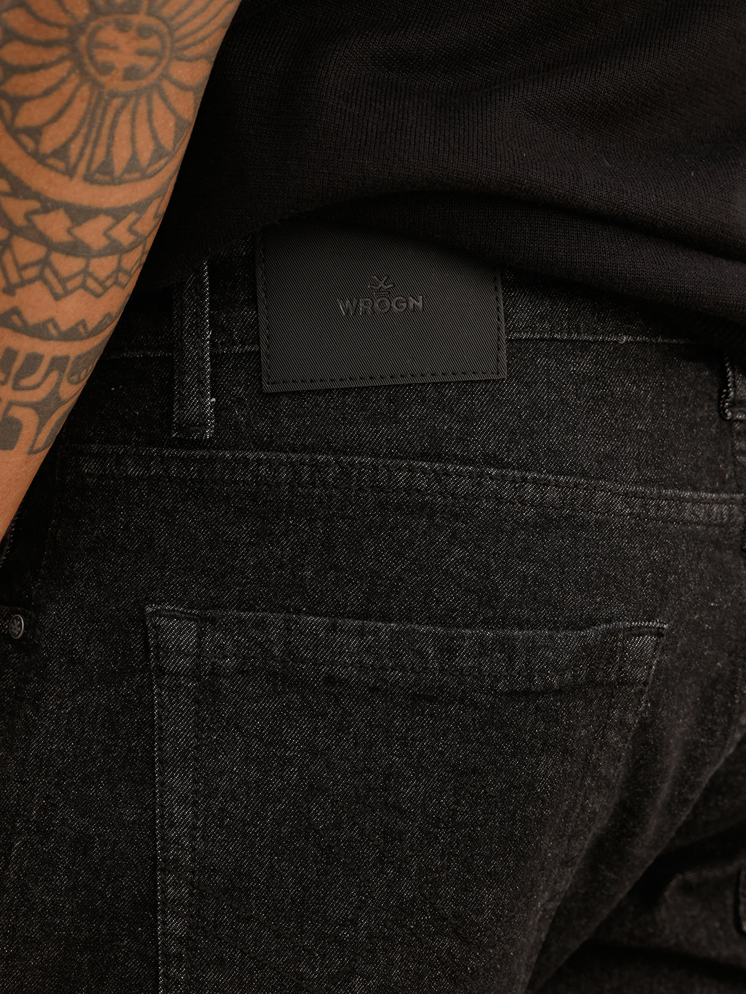 Washed Straight Fit Denim Jeans | Black