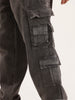 Loose Fit Cargo Denim Jeans | Charcoal