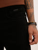 Solid Straight Fit Denim Jeans | Black