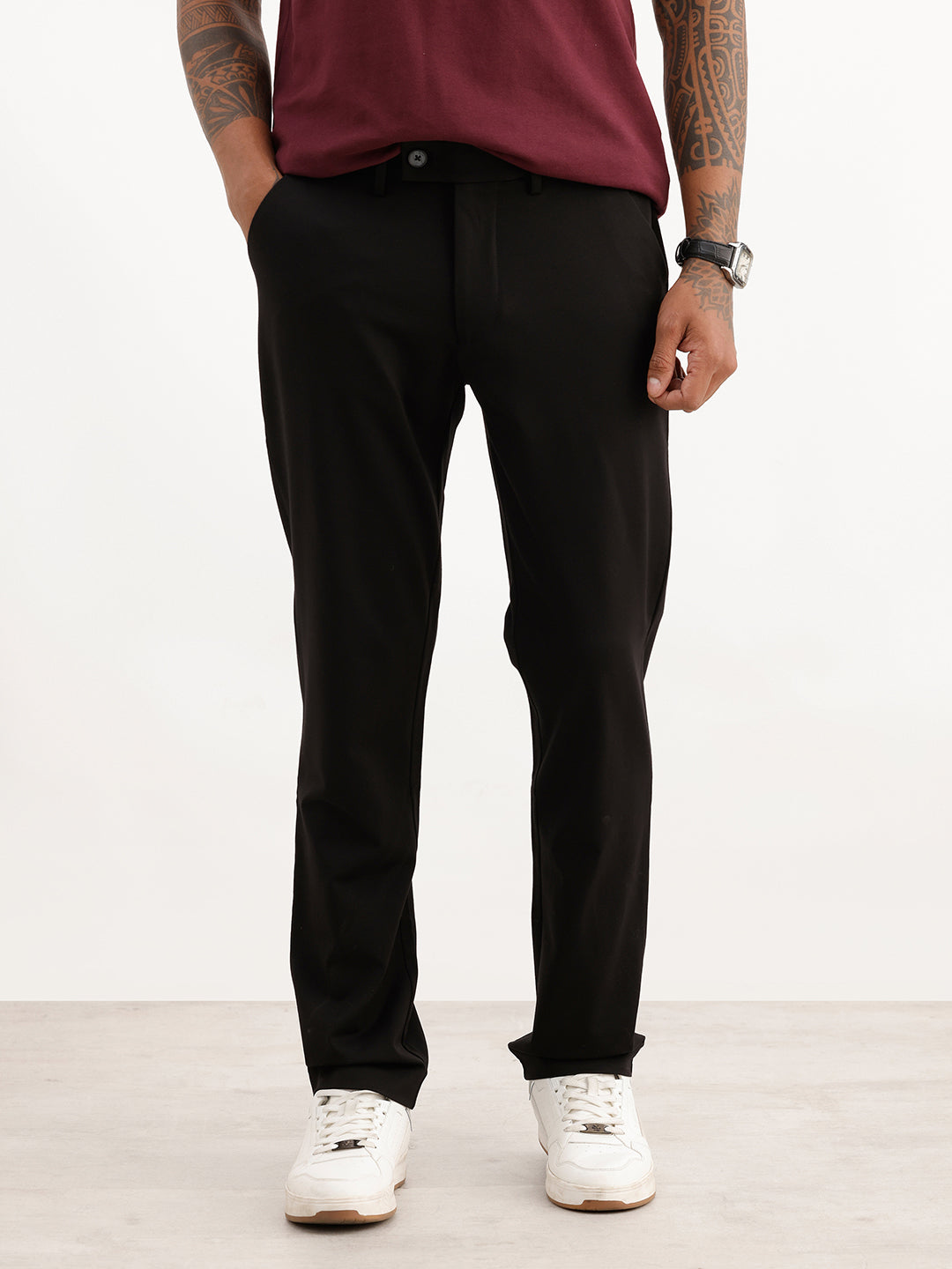 Classic Solid Slim Fit Trouser | Black