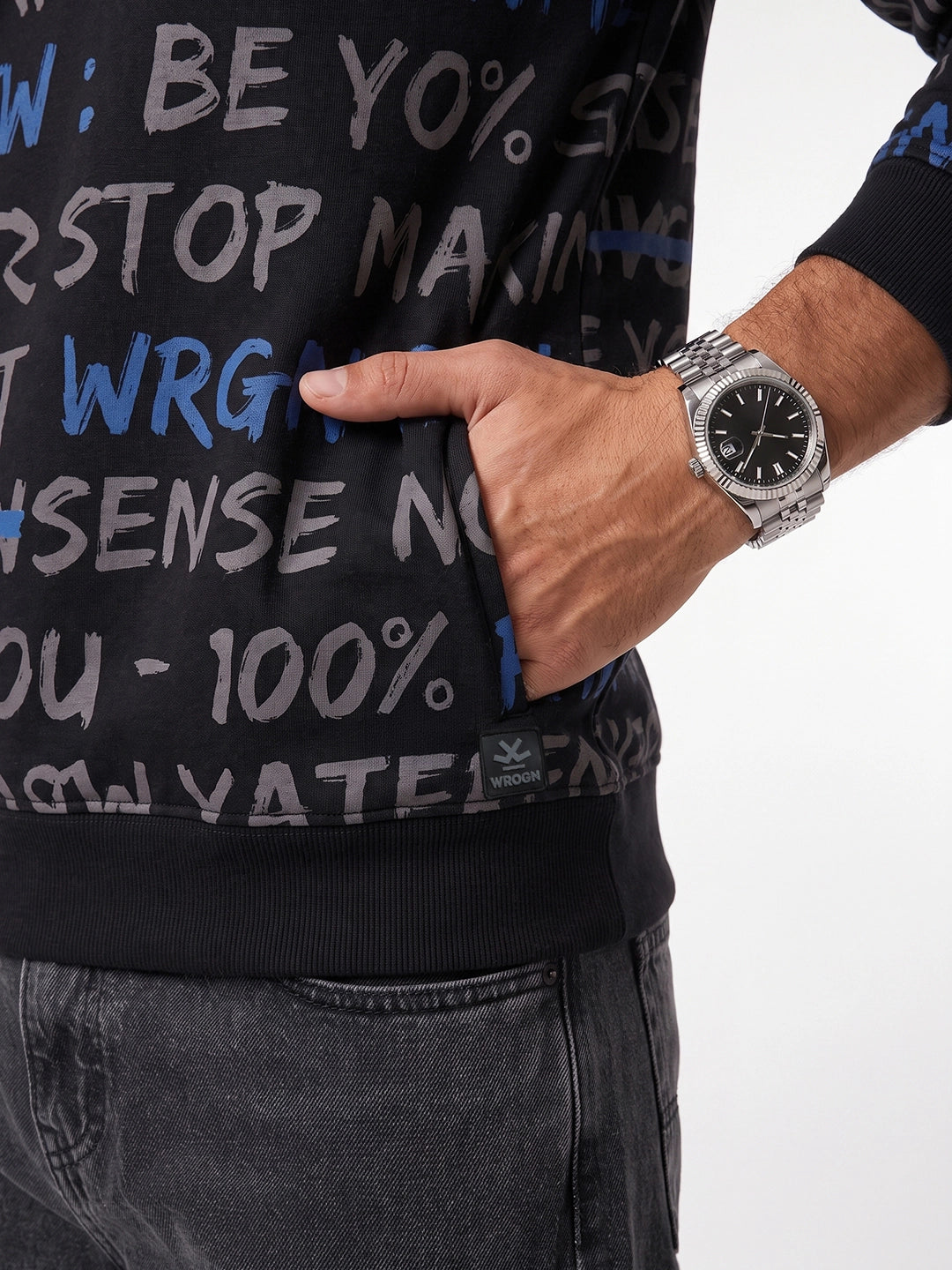 Classic Typography AOP Sweatshirt | Black