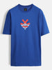 Samurai mask print oversized tshirt | Blue
