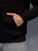 men's casual front zip up hooded sweatshirt | Black