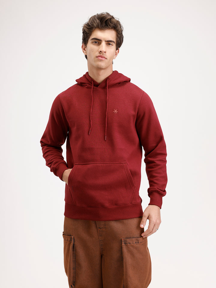 Solid Regular Fit Hoodie  | Maroon