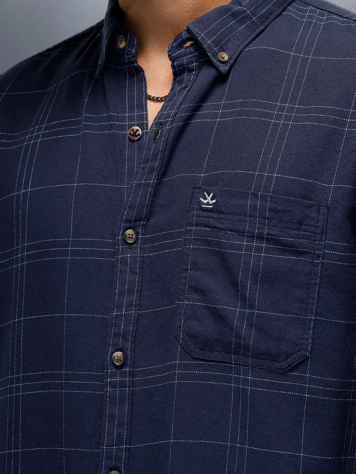 Men's Casual Regualr Fit Checkered Pattern Shirt | Black