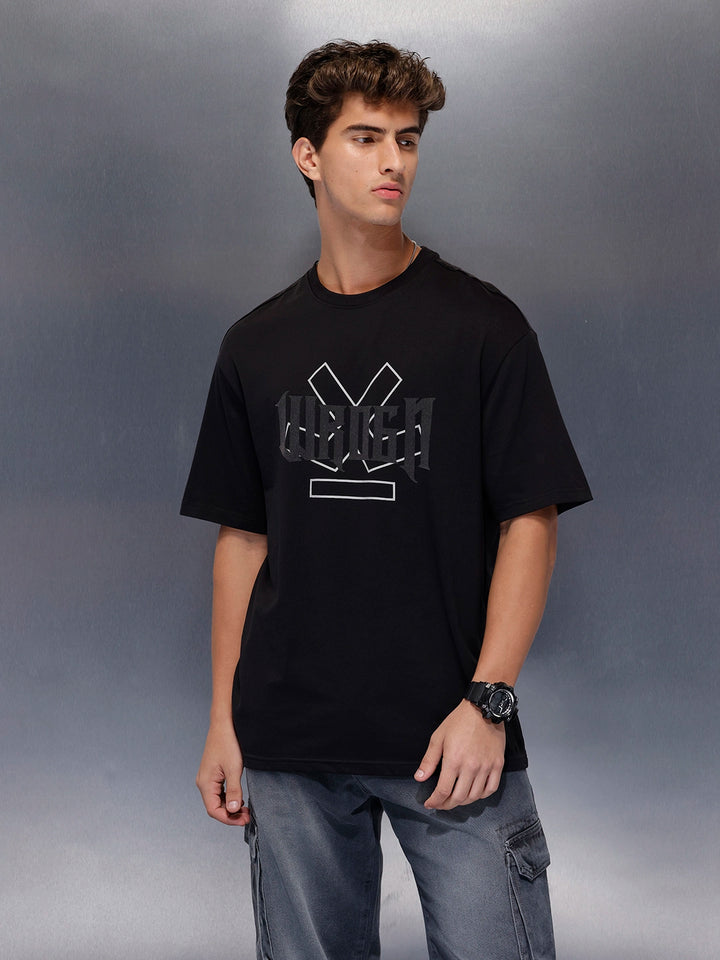 Men’s Beige Bold Logo T-Shirt | Black