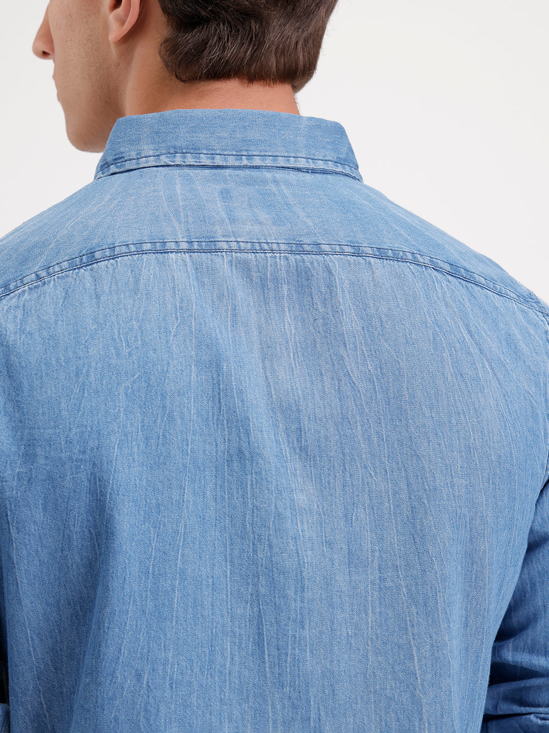 Slim Fit Faded Denim Shirt  | Blue