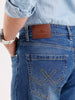 Distressed Straight Fit Denim Jeans   |  Blue
