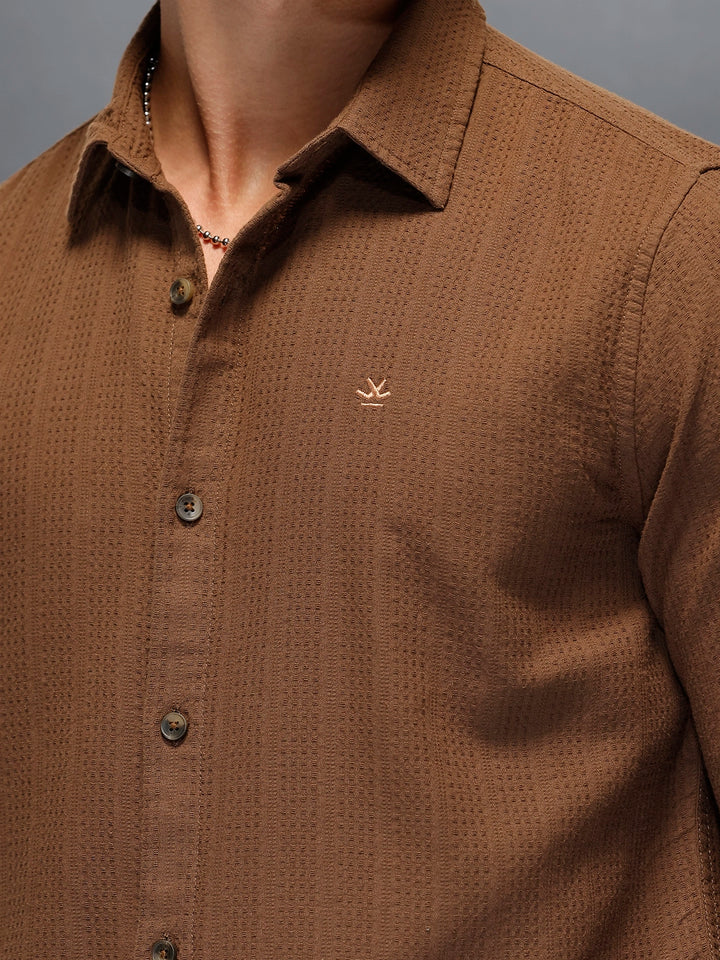 Men's Slim Fit Casual Shirt  |  Dark Brown