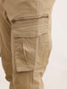 Solid Straight Fit Cargo Trouser | Beige