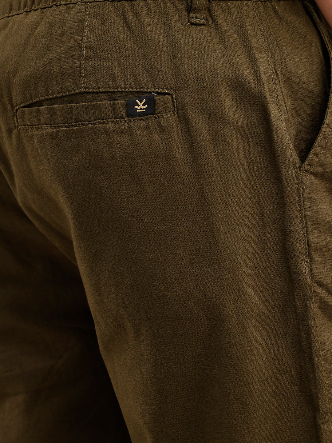 Slim Fit Linen Blend Shorts  | Olive