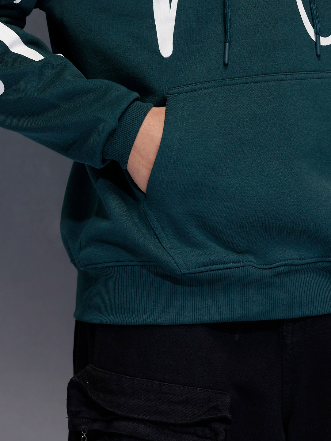 Men’s Teal Slim Fit Script Hoodie | Teal