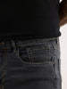Contrast Stitch Slim Tapered Fit Denim Jeans | Grey