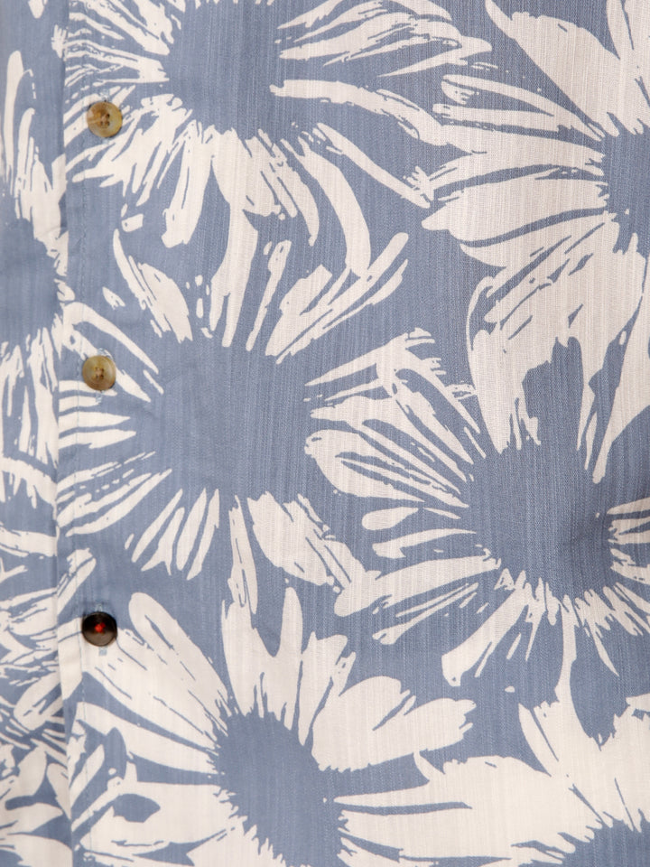 Floral AOP Viscose Slub Shirt | Blue