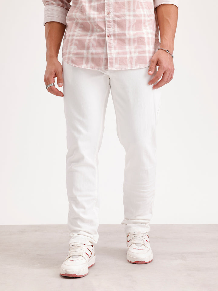 Solid Slim Fit Denim Jeans  | White