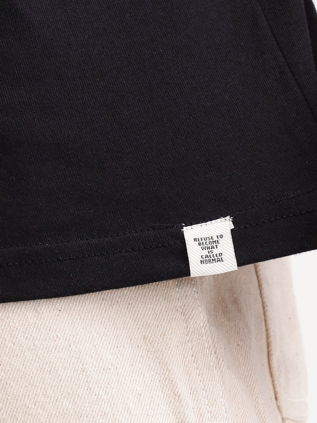 Oversized Placement Printed T-Shirt | Black