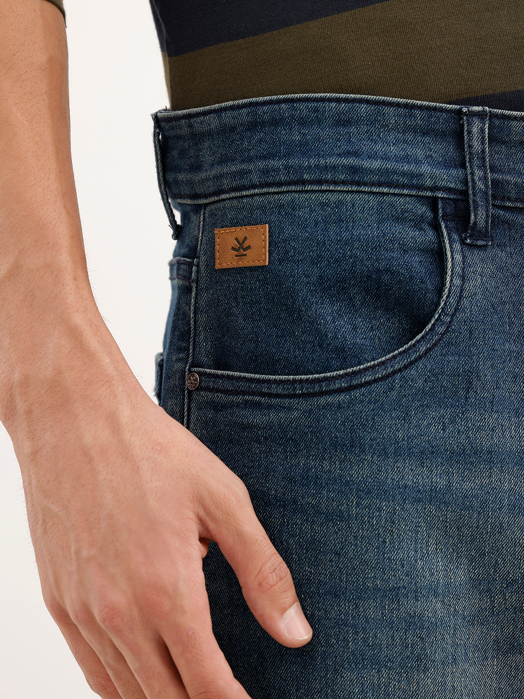 Faded Straight Fit Denim Jeans | Blue
