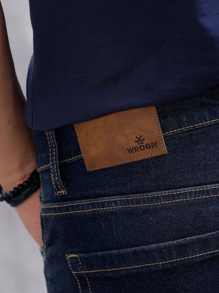 Solid Skinny Crop Distressed Jeans | Blue