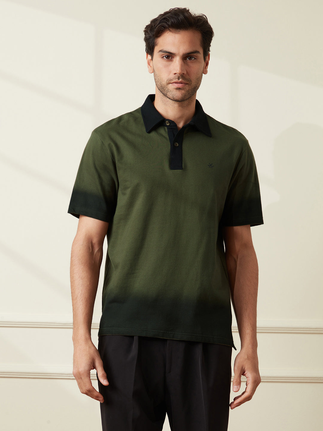 Olive Blend Washed Polo T-Shirt