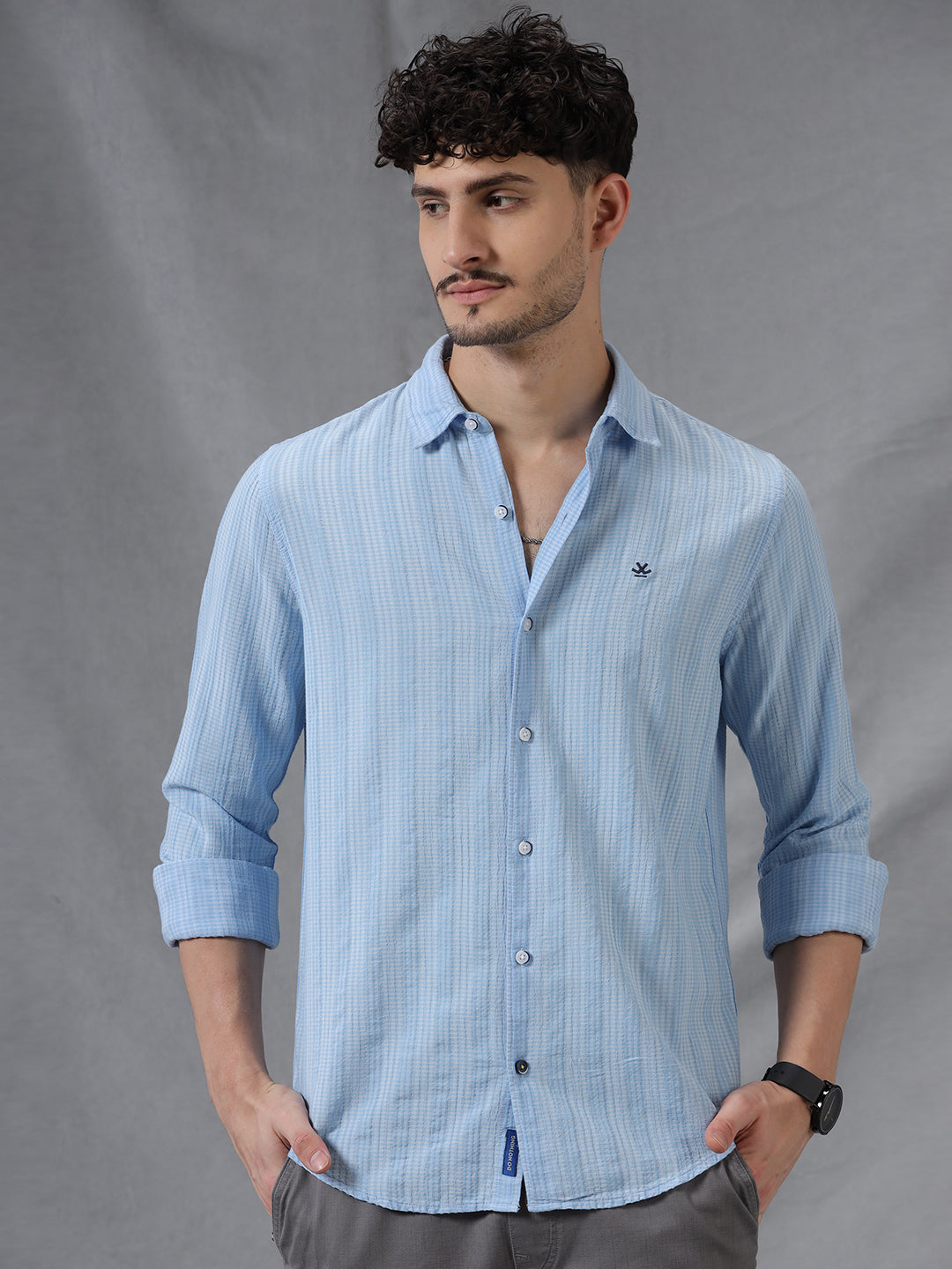 Blue Stripe Seersucker Shirt – Wrogn