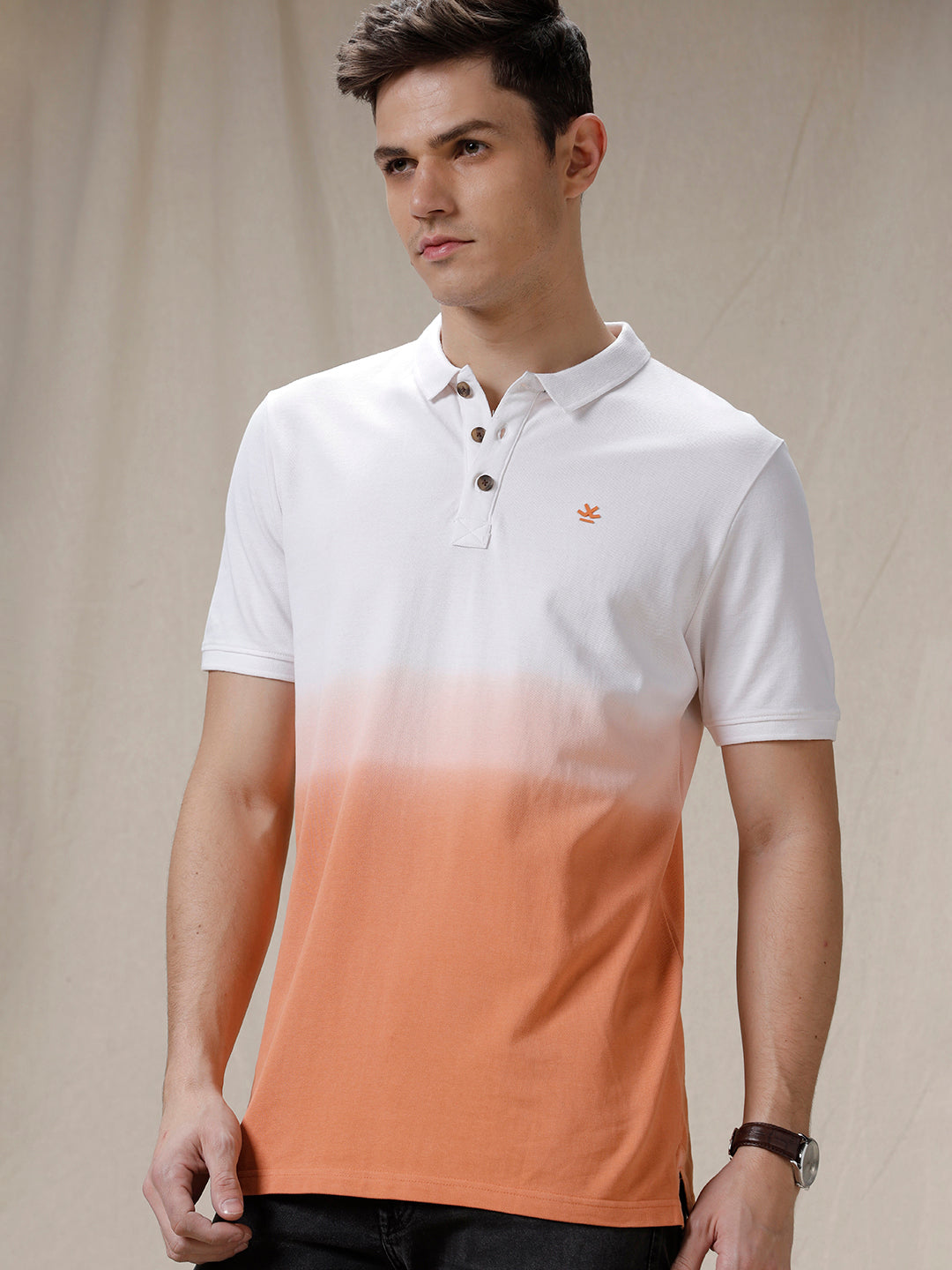 Washed Fade Orange Polo T-Shirt