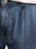 Washed Anti Fit Pleated Denim Jeans | Light Blue