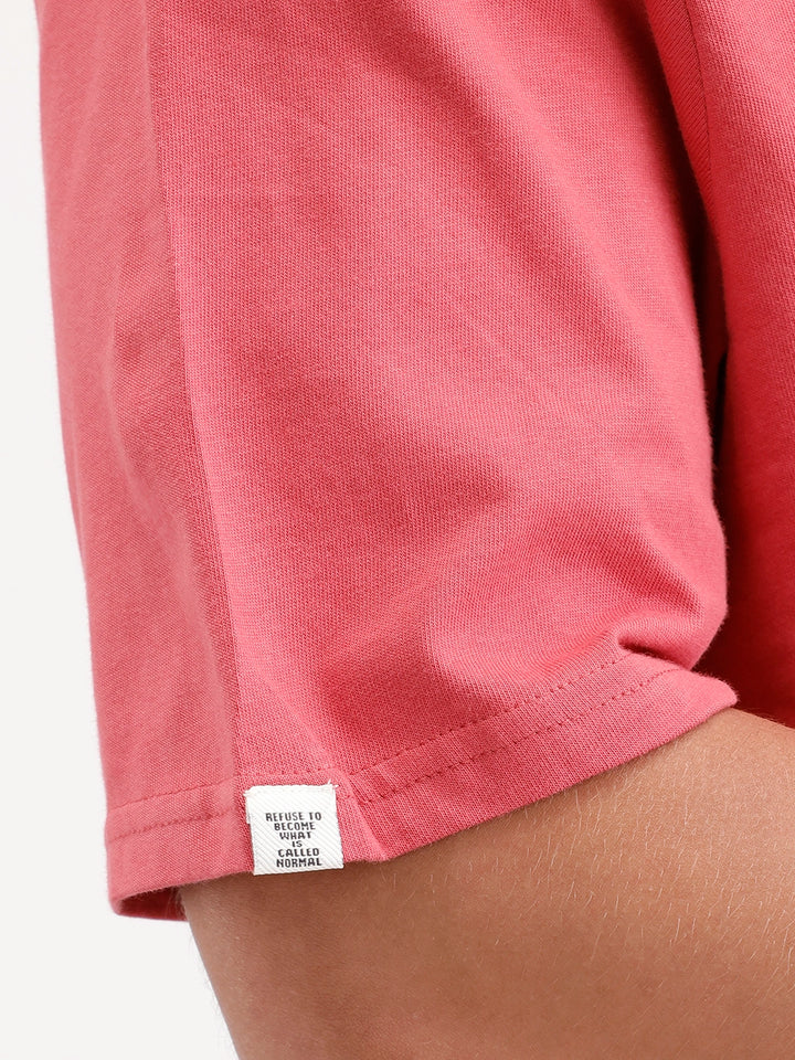 Oversized Placement Printed T-Shirt | Red