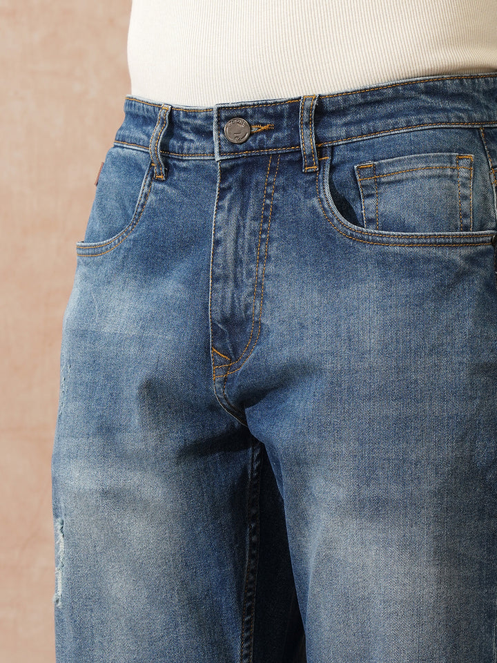 Mildly Distressed Anti Fit Jeans | Blue