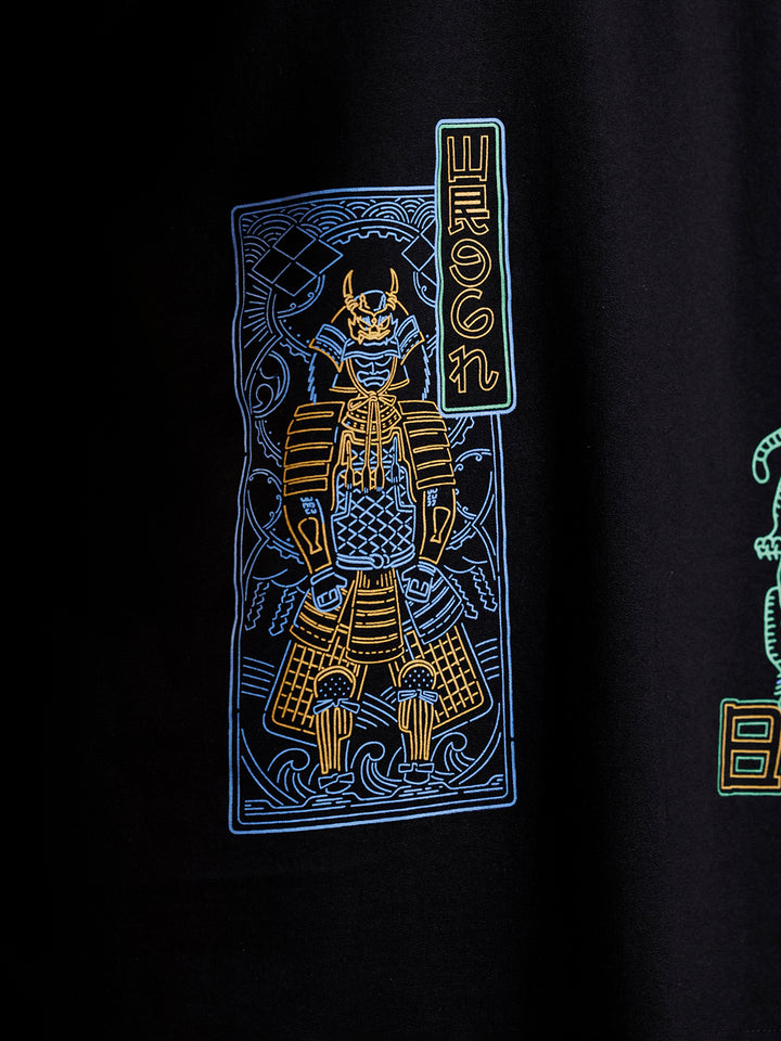 Samurai multi-print oversized T-shirt | Black