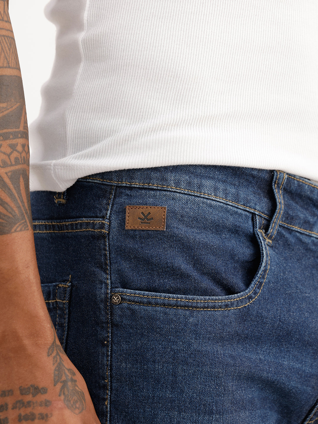 Washed Slim Fit Denim Jeans | Dark Blue