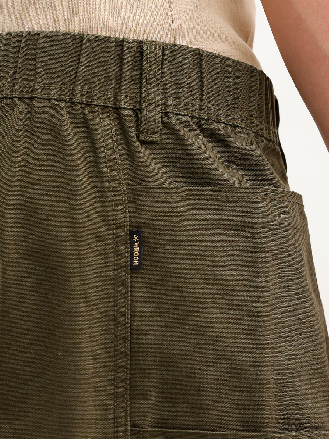 Barrel Fit Cut & Sew Trousers  | Olive