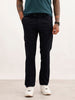 Solid Slim Fit Pleated Trouser | Navy Blue